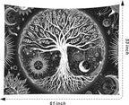 FORATER Tree of Life Tapestry Wall Hanging, Sun and Moon Aesthetic Wall Tapestry Black and White Tapestries Home Decor for Living Room Bedroom(53 x 61 Inch, Black and White)