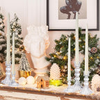 Mumufy 6 Pack Glass Taper Candle Holders Clear Candlestick Holder Fit 0.8 Inch Candles 4'' 6'' 8'' Tall Crystal Decorative Candlestick Stand Centerpiece for Table Wedding Dining Party (Vertical)