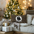 Coquette Pink Bow Leopard Print Lips Lucky 8 Ball Throw Pillow Covers 20x12, Cheetah Print Room Decor, Funky Y2K Leopard Decorative Pillow Covers for Girls Room Dorm Apartment Home，Set of 2