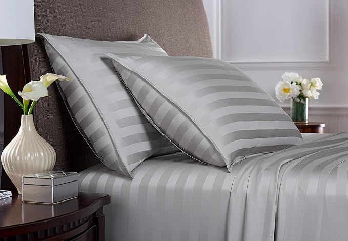 Twin Sheets by Pure Bamboo, Genuine 100% Organic Viscose Derived from Bamboo Bed Sheet Set, Luxuriously Soft & Cooling, Double Stitching, Lifetime Quality Promise (Twin, Jacquard Silver)