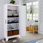 71'' Farmhouse Metal Storage Cabinet with Barn Doors,Steel File Cabinet for Home Office,Kitchen Pantry 4 Adjustable Shelves,Freestanding Cupboard for Kitchen,for Home Office,School (White)