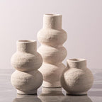 Ceramic Vase Home Table Decor - White Flower Vase Set of 3 Living Room Kitchen Decorations Farmhouse Modern Rustic Vases Decorative Centerpiece for Shelf Bedroom Office Bathroom Dining Coffee Desk