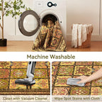 Topllen Washable Area Rug - 3'x5' Boho Bedroom Rug Indoor, Non-Slip Low-Pile Rugs for Living Room Bathroom Kitchen Front Door, Entry Throw Carpet Stain Resistance (Yellow, 3x5ft)