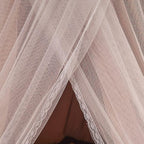 Kertnic Luxurious Bed Canopy for Girls & Adults - Double Layer Princess Canopy with Lace, Round Dome Mosquito Netting for Queen/King Bed Tent (Pink)