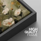 SIGNWIN Framed Canvas Print Wall Art Botanical Floral White Blossoms and Greenery Photography Modern Art Minimalist Black and White for Living Room, Bedroom, Office - 16"x24"x3 Black