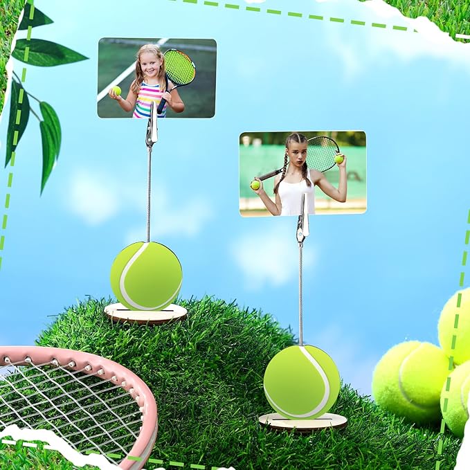 20 Pcs Base Memo Clip Holder Table Number Card Place Holders Stand Note Paper Clip Centerpieces for Table Party Favors Photo Stand Events Decoration (Tennis)