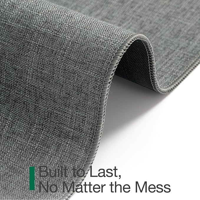 LUMI Ultra Thin Door Mat for Entryway,36"x59" Low Profile Non Slip Rubber Backing Indoor Doormat, Easy Clean Welcome Entrance Mat for Inside House, Patio, Greenish Grey