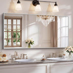 YIROMAN Bathroom Mirror 60"x30", Large Brushed Silver Bathroom Mirror for Over Sink with Aluminum Frame, Rectangular Vanity Mirror with Right Angle, Wall Mirror Hangs Horizontal or Vertical