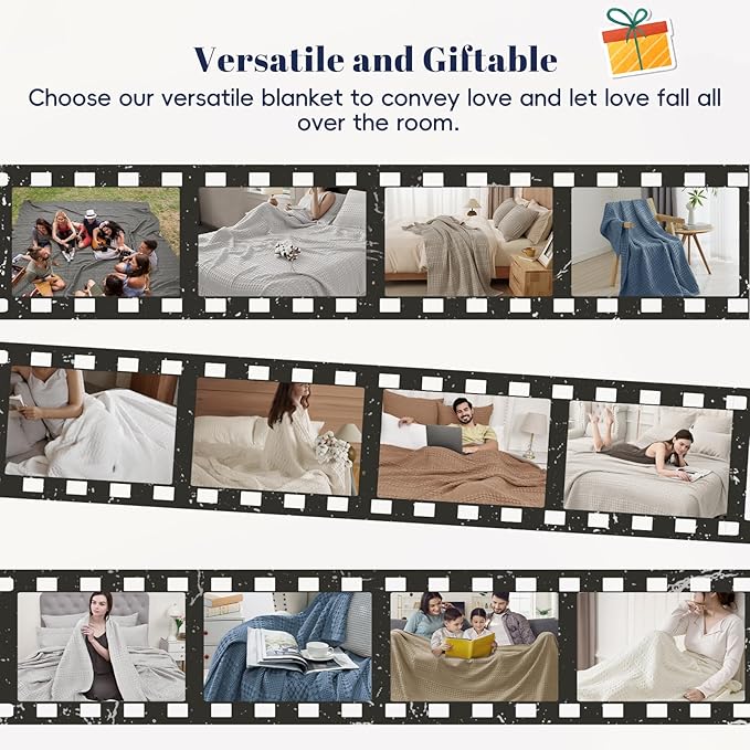 PHF 100% Cotton Waffle Weave Blanket Twin Size, Soft Lightweight Breathable Cozy Summer Blankets for Bed, Luxury Aesthetic Woven Bedding for Home Decor, 66"x90", Capulet Olive