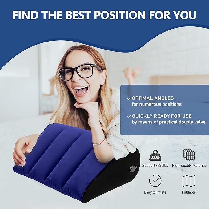 Inflatable Wedge Pillow - Leg Pillow for Sleeping, Leg Elevation Pillow, Improves Circulation and Reduces Swelling, Suitable for Travel, Sleep, Pregnancy, Surgery and Injuries Recovery, Blue
