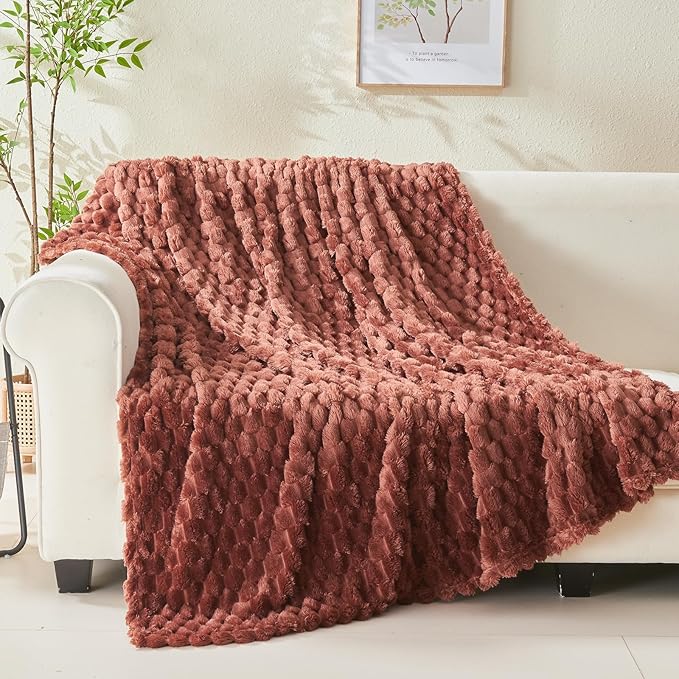 NEWCOSPLAY Super Soft Throw Blanket Coffee Premium Silky Flannel Fleece 3D Clouds Stylish Jacquard Lightweight Bed Blanket All Season Use 350GSM (Coffee, Throw(50"x60"))