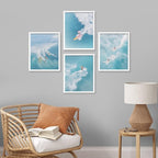 SIGNWIN Framed Ocean Nautical Landscape Wall Art, Set of 4 Surfing Surfboard Aerial View Wall Decor Prints, Nature Wilderness Wall Décor for Living Room, Bedroom - 11"x14"x 4 White