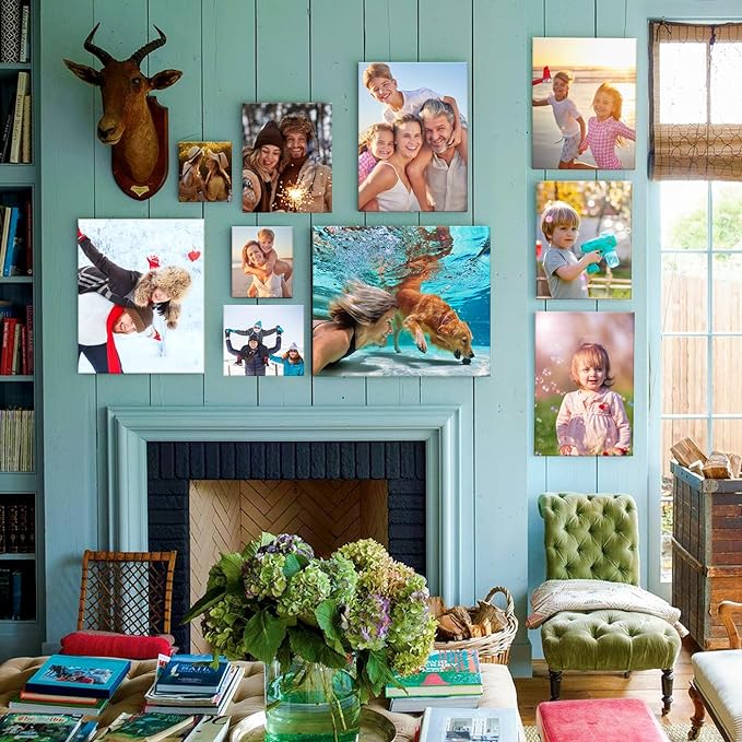 Custom Canvas Prints With Your Photos, Customized Picture On Canvas Print, Personalized Wall Framed Gifts for Family Anniversary Baby Pet Wedding Christmas Graduation Decor for Men/Women 8 x 8in