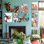 Custom Canvases For Pets Canvas Wall Art Prints With Your Photos With Framed Personalized Dog Cat Portrait Painting Print Framed for Home Decoration, Customized Memorial Gift for Pet Lover Dog Mom