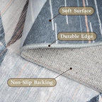 HOMFINE Washable Modern Area Rug - Geometric Style 5x7 Rugs for Living Room, Bedroom, Machine Washable Rug Soft Non Slip Non Shedding Area Rug - Blue, 5'x7'