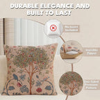 Charlotte Home Furnishings Decorative Tapestry Pillow Cover 19x19 in, Beige Kelmscott Couch Throw Pillow Cover, French Country Square Cushion Cases for Bed Room Home Decor, Soft Cotton Jacquard Woven