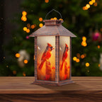 Solar Lanterns Outdoor, Waterproof Cardinal Garden Hanging Lanterns with LED Flickering Flameless Candles, Lantern Decor Birthday Gifts for Women Mom Grandma