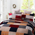 Secgo California King Comforter Set for Bed - 100% Cotton Quilts Cal King Size, Black Bedspreads (120 * 110 Inch) with 2 Pillow Shams, Patchwork Reversible Lightweight Bedding