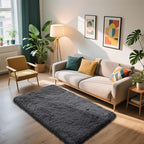 Shag Area Rug for Bedroom 3x5,Deep Grey Fluffy Area Rugs for Living Room,Soft Fuzzy Rug Non-Shedding Indoor Plush Carpet for Kids Bedroom Nursery Dorm Home Decor