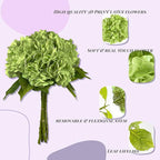 21In Bottle Green Artificial Hydrangea Flowers 5 Pcs Real Touch 3D Print Latex Flowers for Wedding Centerpieces Bouquets DIY Floral Decor Home Decoration with Stems