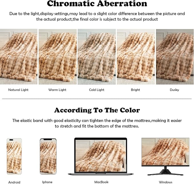 NEWCOSPLAY Faux Fur Twin Blanket Tie-dye Beige Luxury Fluffy Thick Warm Bubble Blanket for Couch Sofa Bed 700GSM (Tie-dye Beige, Twin(60"x80"))