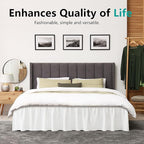 WVM Wrap Around Ruffled Dust Ruffle Bed Skirt with 15" Long Drop for Queen Bed, Feature White Adjustable Buckles, Easy to Install, Wrinkle-Resistant, Fade-Resistant, Soft, Stylish, Machine Washable