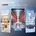 BBOUNDER 6 Pack 4FT LED Wraparound Light with 3CCT Selectable, 4000K/5000K/6500K, Super Bright 5500LM 50W 4 Foot Fluorescent Light Fixture, Flush Mount Office Ceiling Light for Kitchen Garage, Black