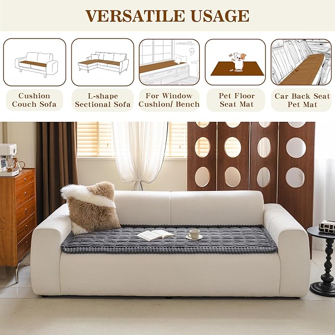 MYSKY HOME Couch Covers for 2 Cushion Sofa, Couch Cover for Dogs, Sofa Covers for Pets Washable, Soft Non-Slip Sofa Slipcovers, Loveseat Couch Covers, Furniture Protector, Dark Grey, 27.6" x 59"