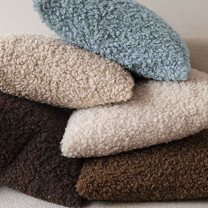 Foindtower 2 Pieces 22x22 Inch Misty Blue,Faux Fur Throw Pillow Cover Accent Sherpa Furry Pillow Covers Fuzzy Soft Pillowcases Cozy Sheepskin Decorative Fleece Cushion Case for Bed Couch Living Room