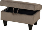 Ottoman Rectangular Storage Ottoman Bench, Flannel Footrest Stool Footstool with Lid for Living Room, Bedroom, Entryway, Brown, 28.5"x19"x17.5"