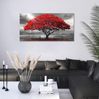 AJAZIKO Red Wall Art - Modern Framed Wall Art for Living Room - Red Tree Black and White Landscape Canvas Prints Posters & Prints for Home Office Bedroom Decorations - Large Wall Pictures 20×40IN