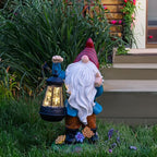 Solar Garden Statue Lights Gnome Figurine with Solar Lantern, Outdoor Garden Succulent Ornaments Waterproof, Fathers Day Mom Gifts for Outside Patio Yard Lawn Decor