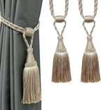 Fenghuangwu Curtain Tiebacks Handmade Elegant Curtain Tie Backs Holdbacks with Tassel for Home Office Decor 2 Pack - Beige