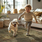 GENIMO 6x9 Area Rugs for Living Room, Machine Washable Non Slip Vintage Rugs, Low Pile Lightweight Chenille Print Rug for Bedroom, Dining Room, Home Office, Moss Taupe