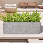 24 Inch Rectangular Concrete Planter,Durable All-Weather Use with Drainage Holes,Large Rectangular Planter for Outdoor Indoor Plants