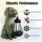 Dog Garden Statue Outdoor Décor with Solar Lights Lantern,Dog Solar Light Figurines Outside Decorations for Yard，Lawn ,Patio, Balcony, Unique Housewarming Gifts