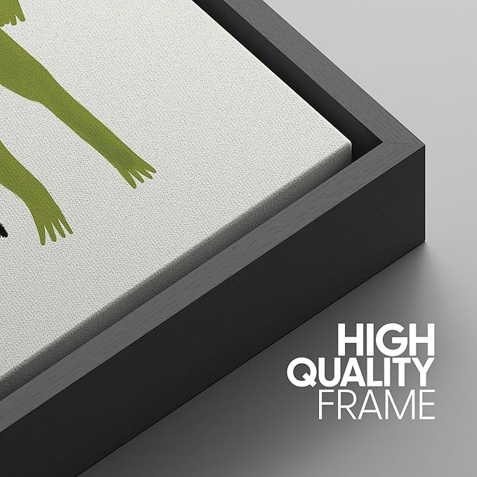 SIGNWIN Framed Canvas Print Wall Art Whimsical Frog Humorous Green Frog Photography Modern Art Minimalist Black and White for Living Room, Bedroom, Office - 16"x24"x3 Black