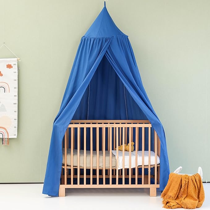 Blue Kids Bed Canopy for Child Bedroom | Nursery Crib Hanging Curtain | Baby Mosquito Net Bedding for Boys Play Room Decoration | Reading Nook Canopies Toddler Dome Tent