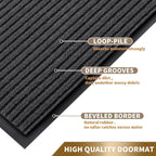 Yimobra Front Door Mat Outdoor Indoor Entrance, 100% Waterproof All-Season All Weather Doormat, Welcome Matt Outside Entry, Non Slip, Low Profile, Heavy Duty Patio Porch Floor Mats,29.5 x 17,Grey