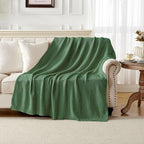 Joydeco Chunky Cable Knit Throw Blanket, Lightweight 100% Cotton Soft Cozy Throw Twin Blanket for Couch Bed and Sofa, Rustic Breathable Farmhouse Blanket Gift for Women Men(Olive Green, 51"x63")