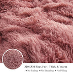 XeGe Plush Faux Fur Throw, Dusty Pink Luxurious 50x60 Shaggy Furry Blanket, Fluffy Microfiber Velvet Couch Throw, Ultra Soft Warm Fuzzy Lap Blanket for Sofa Bed Chair Car Office, Dusty Pink