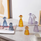 Lysenn Glass Candle Stick Holder Set of 3 – Premium Taper Candle Holders for Romantic Ambiance - Candle Sticks Holder Decor for Special Occasions - Dark Blue