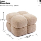 ONEVOG 21" Light Brown Funky Ottoman, Square Fuzzy Couch Sherpa Pouf Ottoman, Tufted Fluffy Boucle Fabric Foot Stools, Upholsered Footrest & Coffee Table for Living Room Bedroom, Cute Pouf Home Decor