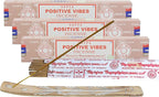 Satya Positive Vibes Incense Sticks, Satya Bng (Bangalore) Insenses 15gmx3 Pack (45 GMS) with Raajsee Incense Holder Bundle, Satya Nagchampa Natural Incense