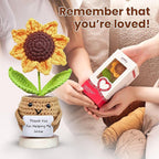 Gossby Handmade Positive Sunflower Doll Crochet with Card - Thank You for Helping Me Grow - Teacher Appreciation Gift from Student - Christmas, Birthday, Graduation, Thank You Gift for Teacher