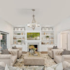 20" Brushed Nickel Chandeliers for Dining Room, 5-Light Modern Crystal Chandelier for Entryway, Hanging Round Light Fixture for Kitchen Island Living Room Bedroom Office Bathroom Staircase