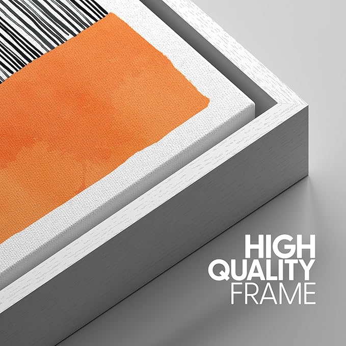 SIGNWIN Framed Wall Art Print Set Orange, Yellow, Blue & Pink Color Blocks and Lines Abstract Shapes Illustrations Modern Art Chic for Living Room, Bedroom, Office - 16"x24"x3 White