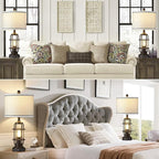 Modern Table Lamps, Industrial 3-Way Dimmable Bedside Lamp with USB A+C Ports & AC Outlet, Touch Control Rustic Nightstand Lamp LED Night Light for Living Room Bedroom Decor Home(4 Bulbs Included)