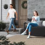 70 Gallon Lockable Outdoor Storage Bench Waterproof, Deck Box Bench for Patio, Porch, Garden, Poolside, Stores Tools & Pool Supplies, Heavy-Duty Outdoor Bench with Storage, Black