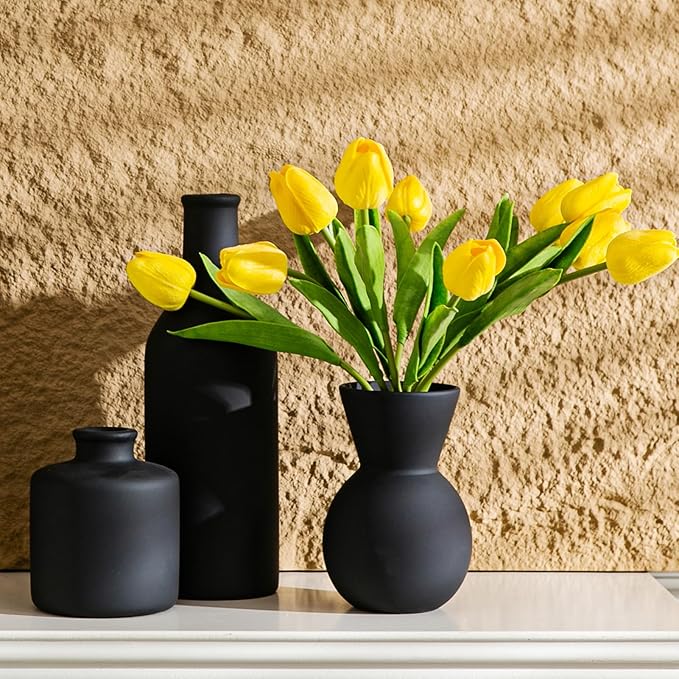 Ceramic Flower Vase, Small Vase for Centerpieces, Modern Vases for Home Decor- 3 Pcs